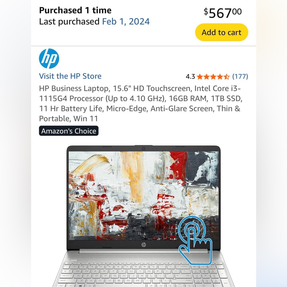 🔥🔥Like New HP Silver and Black 15.6" Laptop with Full-Size Keyboard - Picture 8 of 13